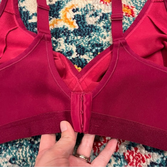 Cacique Bra Women's 48C Unlined Full Coverage No Wire Red Wine Lace Hook & Eye - Picture 3 of 7